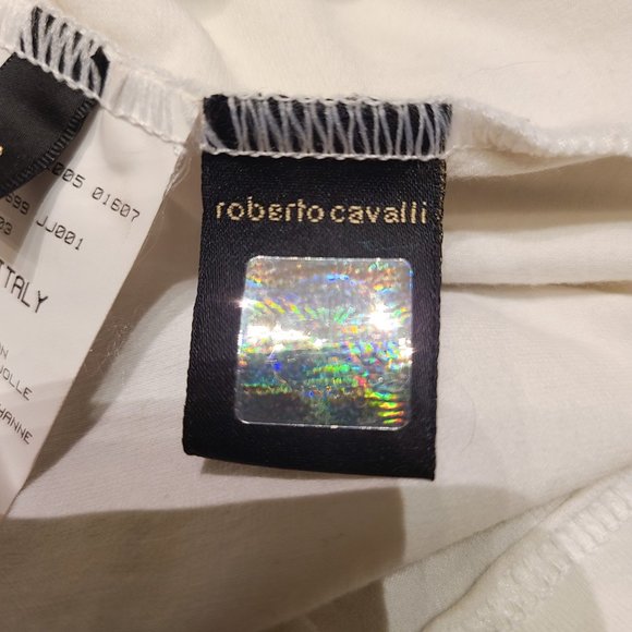 ROBERTO CAVALLI LOGO STUDDED LONG SLEEVE COTTON SHIRT / TOP - Size: 42 - Picture 7 of 9